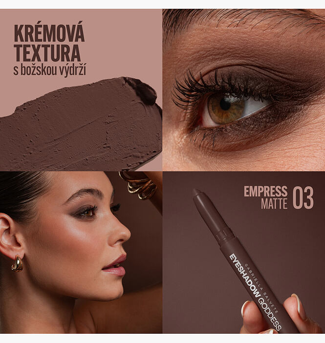 Dlouhotrvající krémové oční stíny v tužce Eyeshadow Goddess Matte 03 Empress