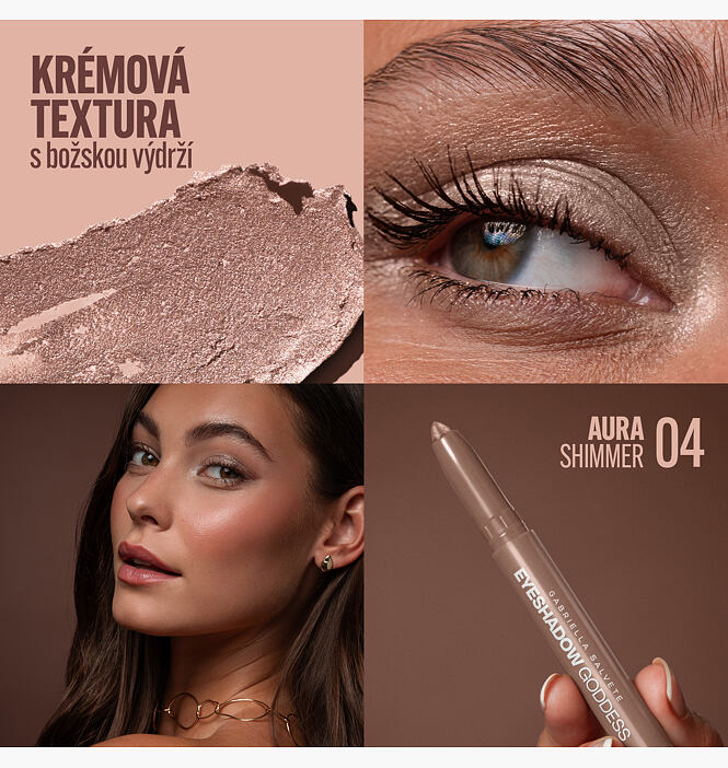 Dlouhotrvající krémové oční stíny v tužce Eyeshadow Goddess Shimmer 04 Aura
